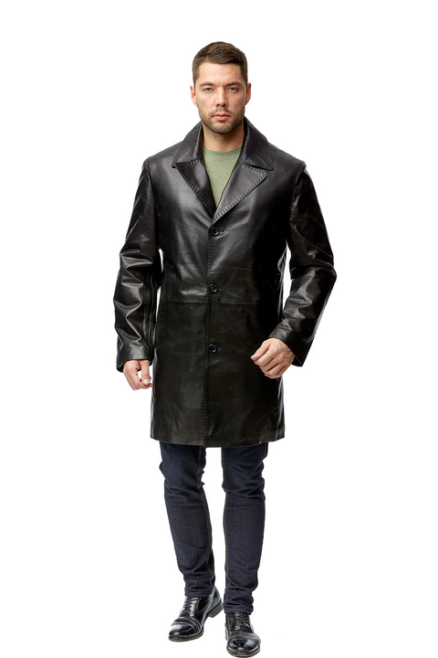 New Zealand Black Leather Long Coat