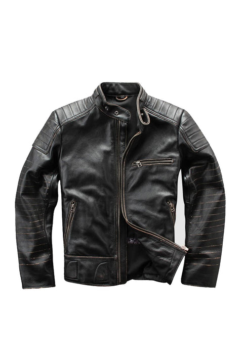 Rebellio Black Leather Biker Jacket