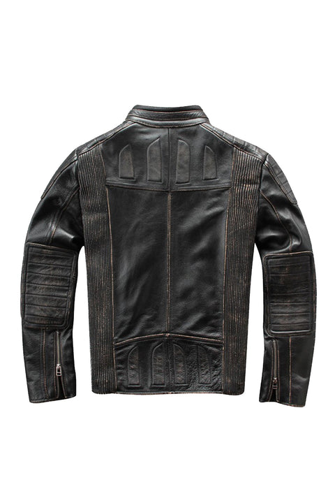 Rebellio Black Leather Biker Jacket