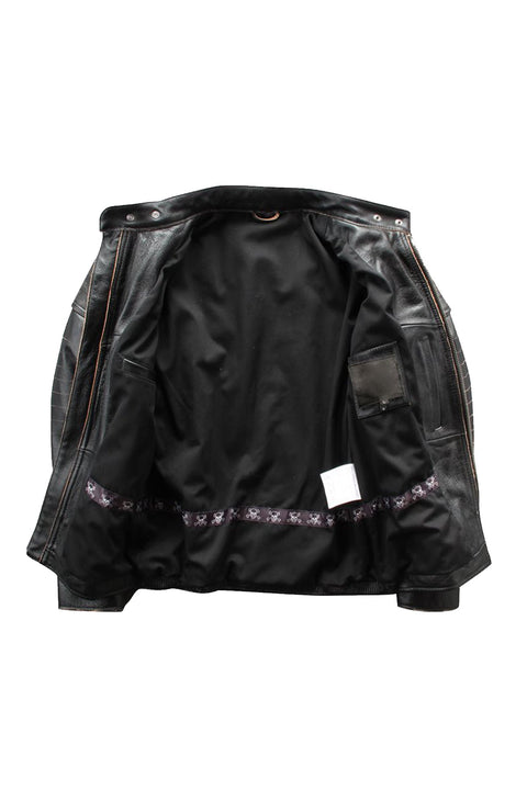 Rebellio Black Leather Biker Jacket
