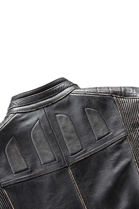 Rebellio Black Leather Biker Jacket