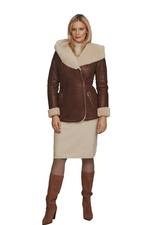 Aimal B3 Brown Aviator Shearling Leather Jacket