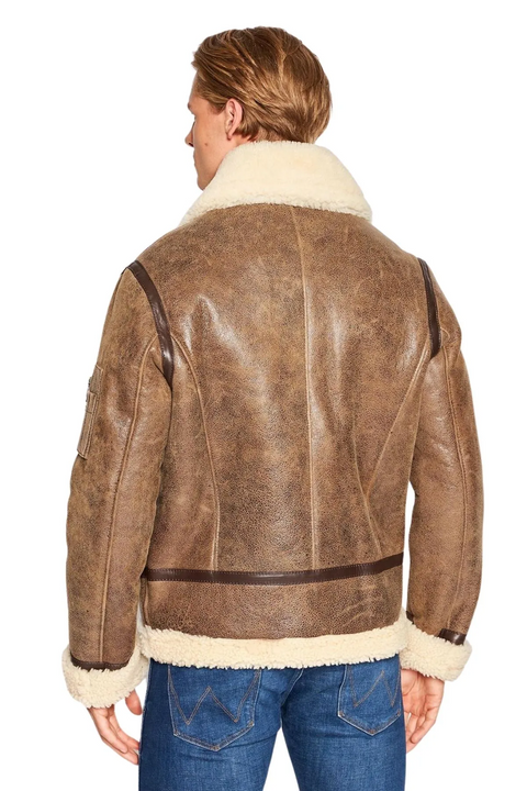 B3 Distressed Brown WW2 Leather Bomber Jacket