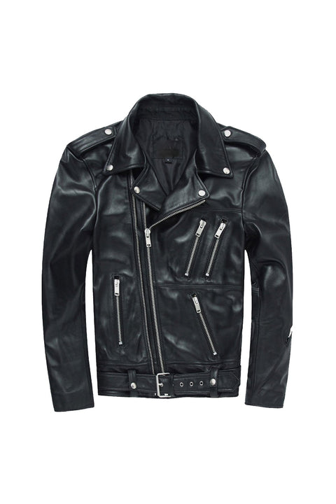 Apollo Black Leather Biker Jacket
