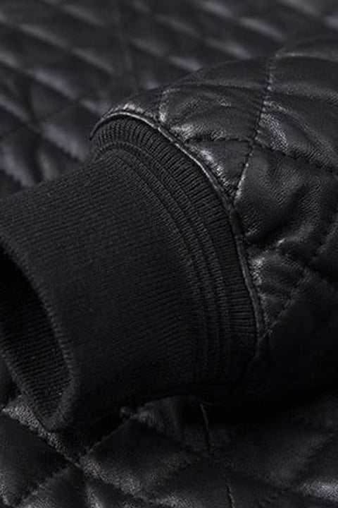 Maestro Quilted Black Leather Bomber Jacket