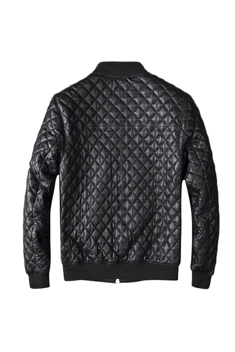 Maestro Quilted Black Leather Bomber Jacket