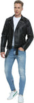Leather Jackets for Men, Faux Bomber Jacket Men Motorcycle Lapel Asymmetric Zip-Up Blet Slim Fit Biker Coat