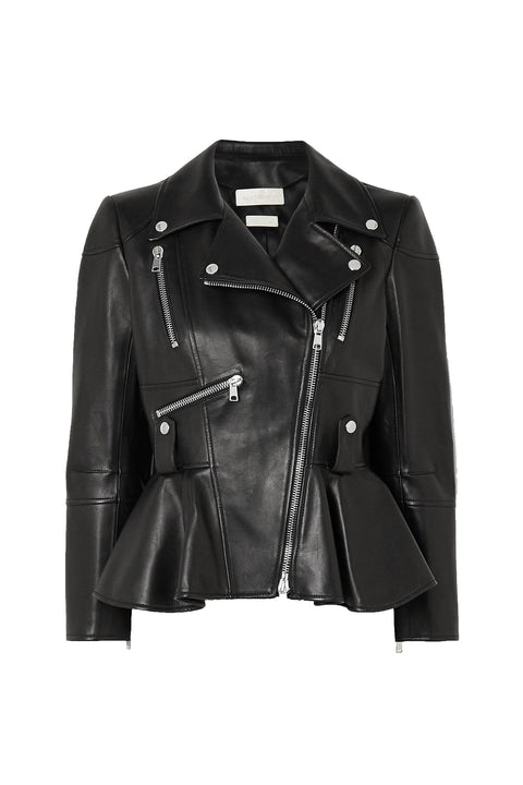 Luckbringer Black Leather Biker Jacket