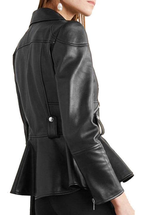 Luckbringer Black Leather Biker Jacket