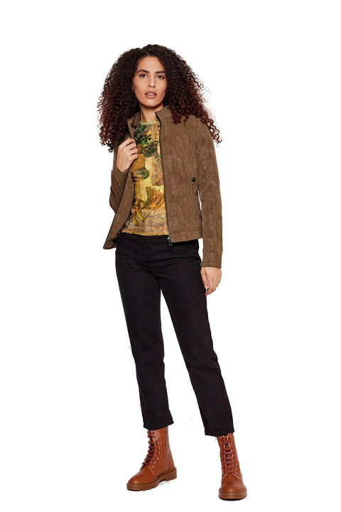 Rebella Brown Suede Biker Jacket