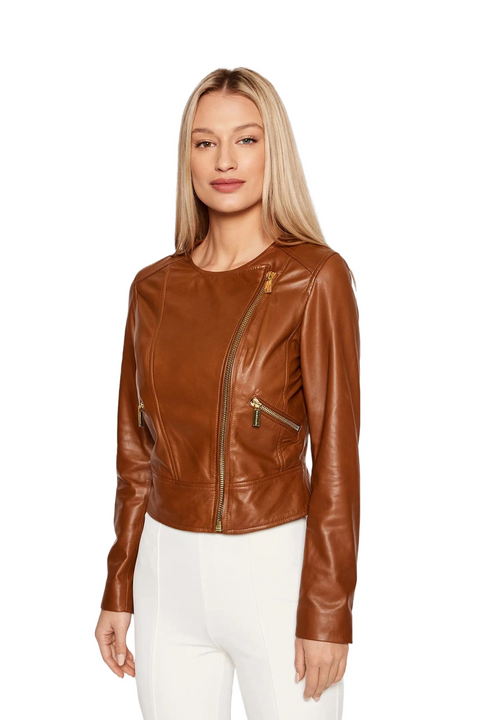 Zenna Brown Sheepskin Leather Jacket