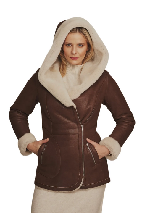Aimal B3 Brown Aviator Shearling Leather Jacket