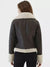 Black Borg Trim Cropped Leather Shearling Fur Collar Jacket  Women's Collection   New York Leather Company