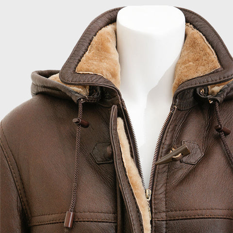 Brown-Womens-Sheepskin-Duffle-Coat-with-Hood