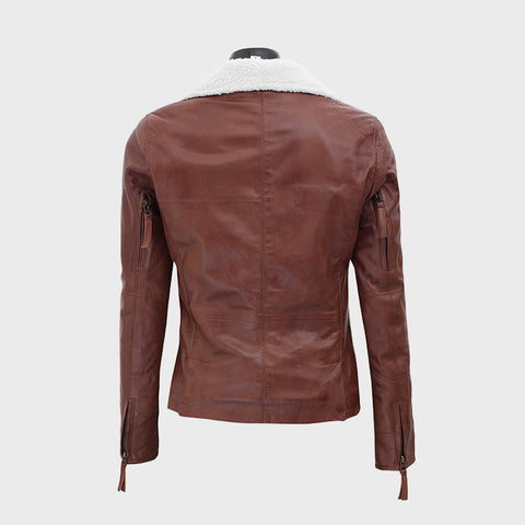 Gela-Brown-Leather-Jacket-White-Fur-Collar-Waxed