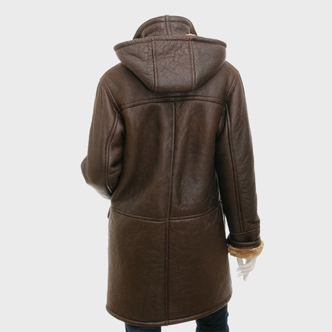 Hooded-Womens-Brown-Sheepskin-Duffle-Coat