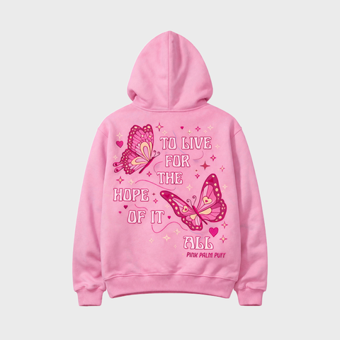 Pink Palm Puff To Live For the Hope of it All Hoodie