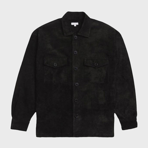 Mens-Black-Suede-Leather-Over-Shirt
