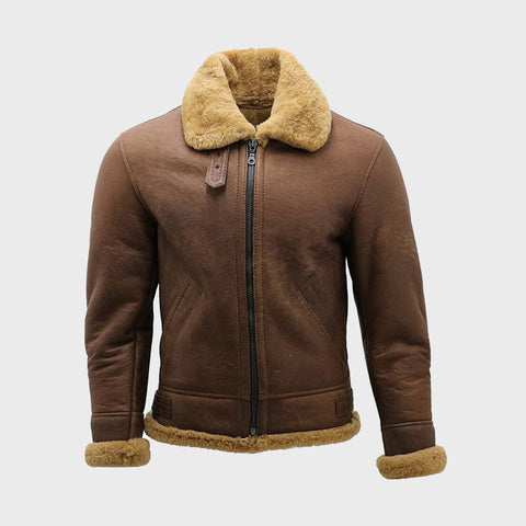 Mens-Brown-B3-Shearling-Sheepskin-WW2-Bomber-Leather-Flying-Aviator-Jacket