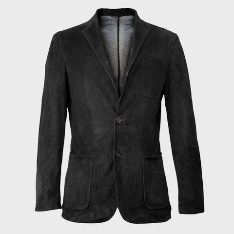 Mens-Suede-Leather-Single-Breasted-Blazer