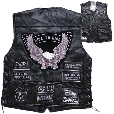 Motorcycle Men Leather Classic Vintage Vest