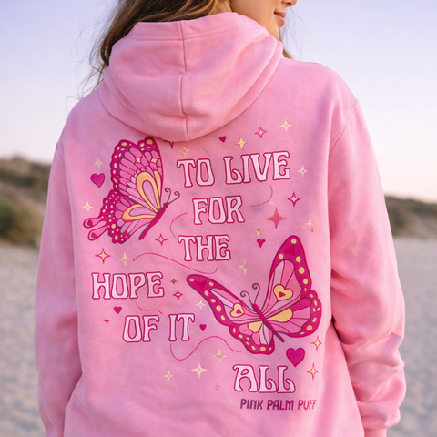 Pink Palm Puff To Live For the Hope of it All Hoodie