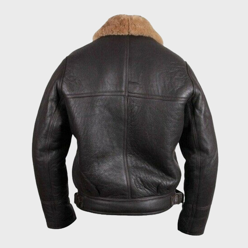 thumbnail image 2 of Smart Range Men’s RAF Classic B3 Black Sheepskin Bomber Jacket – Real Shearling 2 of 6