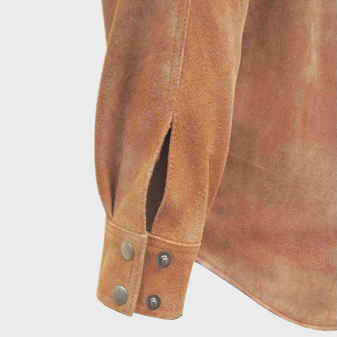 Suede-Leather-Shirt-Jacket-Mens-Brown