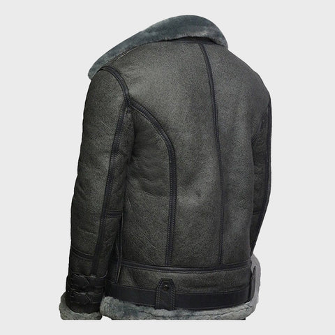 WWII-Genuine-Sheepskin-Leather-Jacket-Mens-Dark-Grey