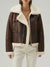 Women’s Chocolate Brown Leather Shearling Aviator Jacket  Women's Collection   New York Leather Company