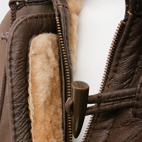 Womens-Brown-Hooded-Sheepskin-Duffle-Coat