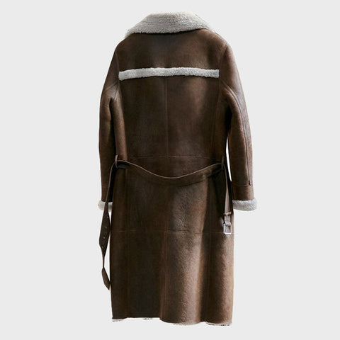 Womens-Brown-Leather-Shearling-Sheepskin-Military-Coat