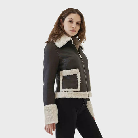 Womens-Shearling-Leather-Jacket-Fur-Collar-Black