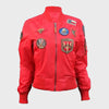 Women's Top Gun Red Nylon Bomber Jacket