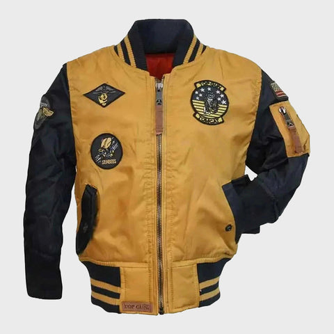 Womens-Top-Gun-Yellow-and-Black-Bomber-Jacket