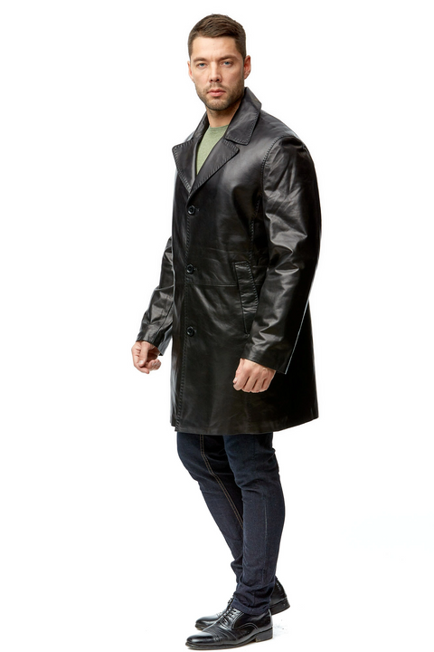 New Zealand Black Leather Long Coat