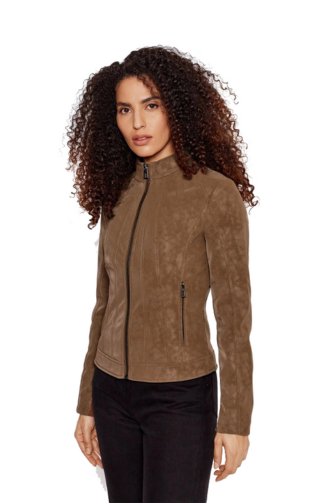 Rebella Brown Suede Biker Jacket