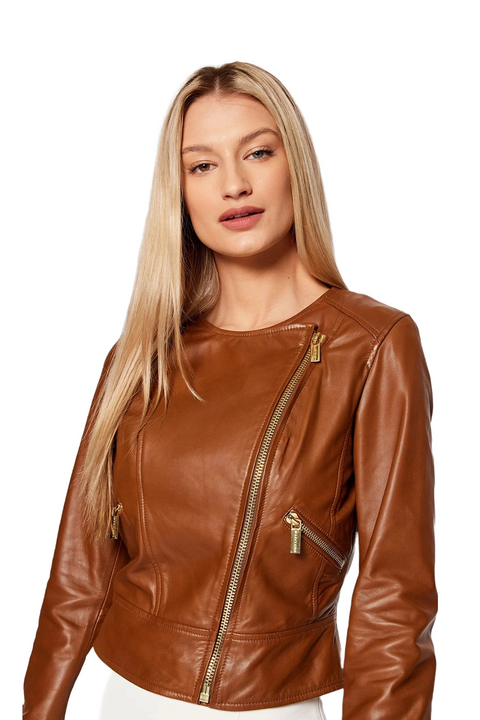 Zenna Brown Sheepskin Leather Jacket