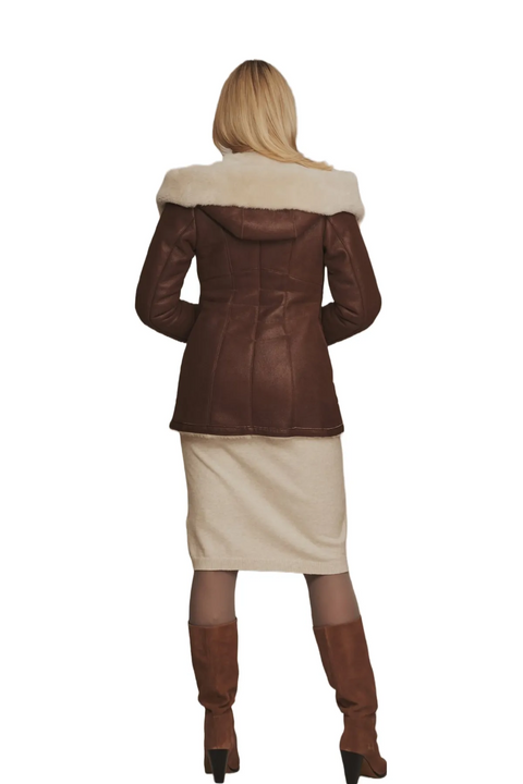 Aimal B3 Brown Aviator Shearling Leather Jacket