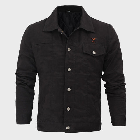 mens-casual-button-up-black-cotton-trucker-jacket