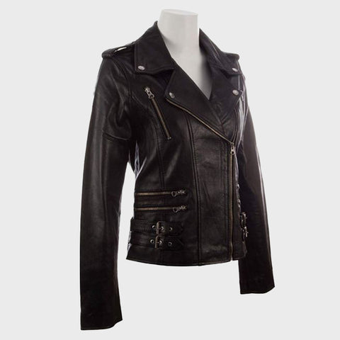 womens-real-leather-cross-zip-multi-zip-biker-jacket-black