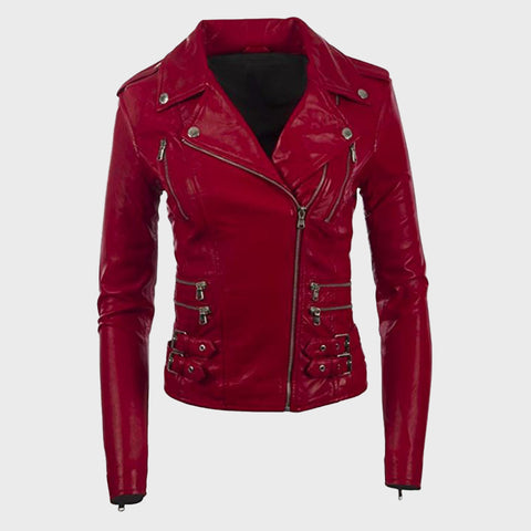 womens-red-real-leather-cross-zip-multi-zip-biker-jacket