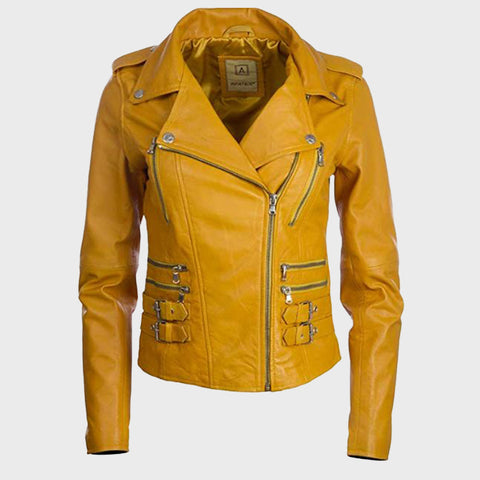 womens-yellow-real-leather-cross-zip-multi-zip-biker-jacket