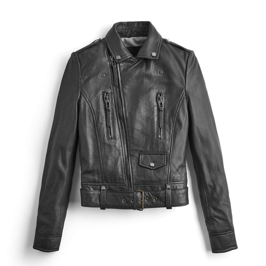 Women's Classic Black Sheepskin Biker Leather Jacket | New York Leather ...