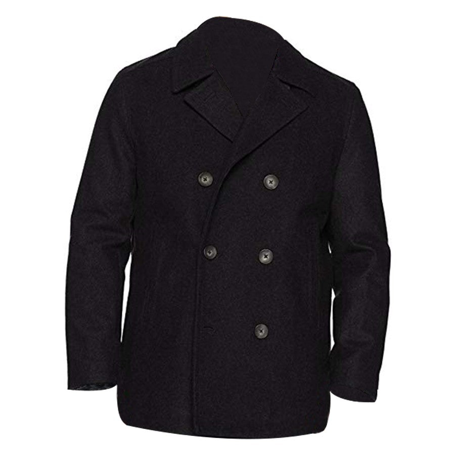 Men's Black David Beckham Pea Coat | NLC Jackets | New York Leather Company