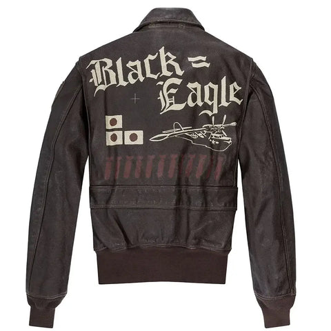 Men’s Black Eagle USN G-1 Flight Bomber Leather Jacket