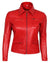 UPON TIME Red Zipper Biker Short Body Leather Jacket
