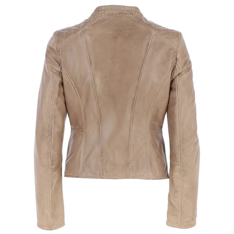 Women's Ivory Leather Jacket