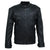 Men's Black Leather With Vertical Stitching On Front Jacket