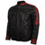 Mens Cafe Racer Red Black Leather Jacket 1